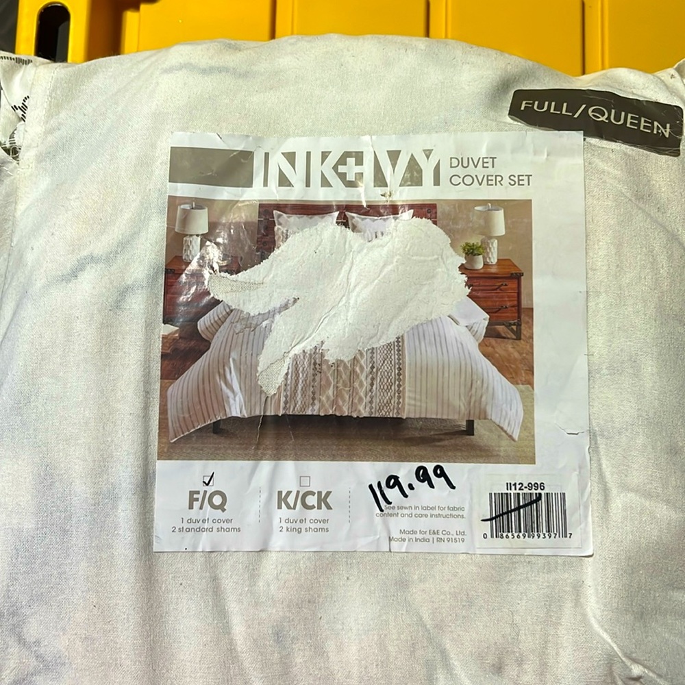 INK +IVY DUVET COVER SET FULL/QUEEN